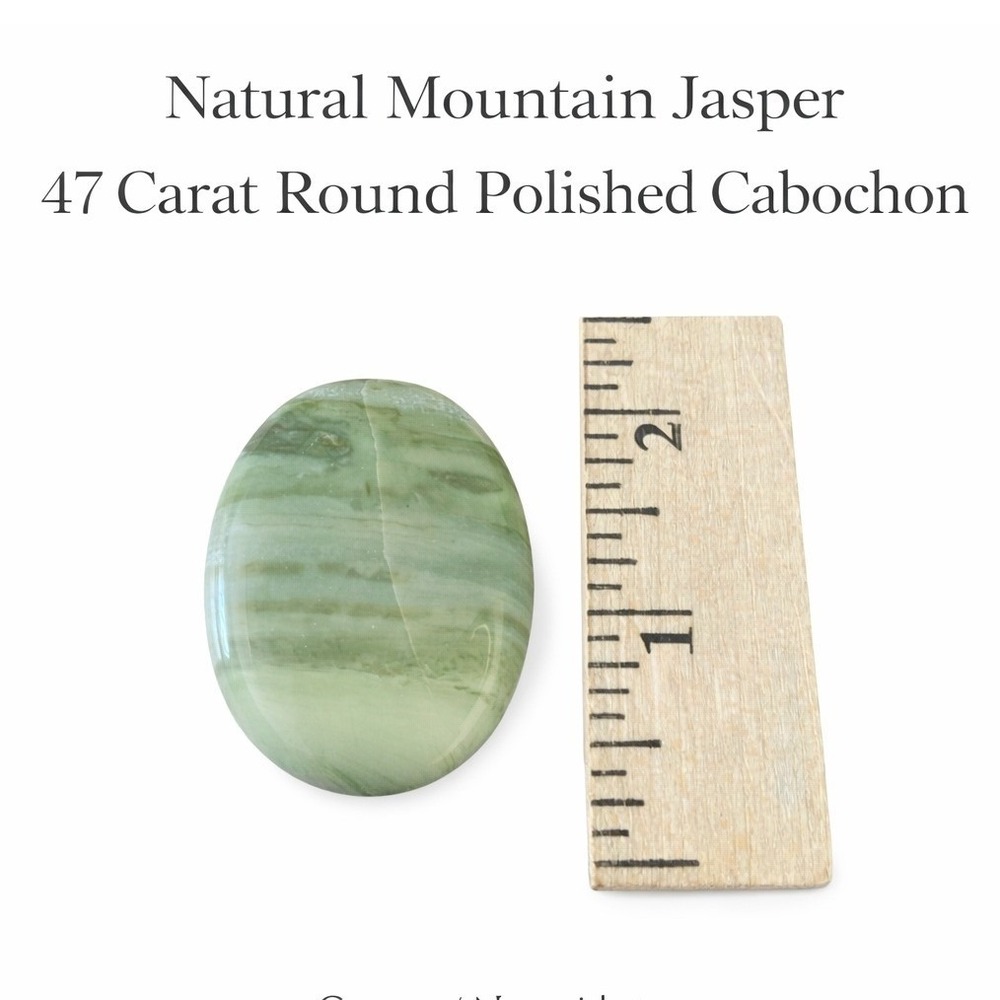Natural Mountain Jasper 47 Carat Round Polished Cabochon Green Banded Gemstone‎